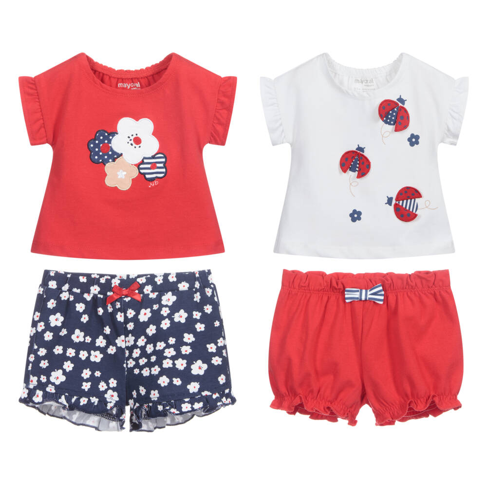 Mayoral Newborn-Red Ladybird Baby Shorts Set | Childrensalon Outlet