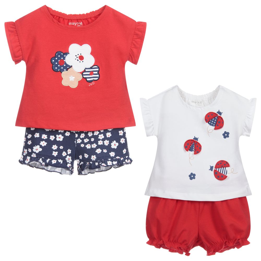 Mayoral Newborn - Red Ladybird Baby Shorts Set | Childrensalon