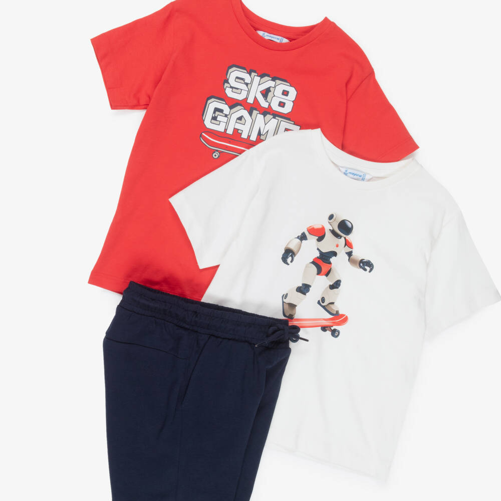 Mayoral-Red & Navy 3pc Shorts Set | Childrensalon Outlet