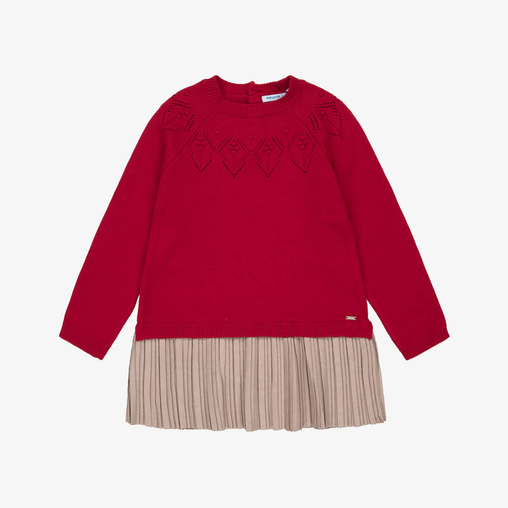Mayoral-Red Pleated Dress | Childrensalon Outlet