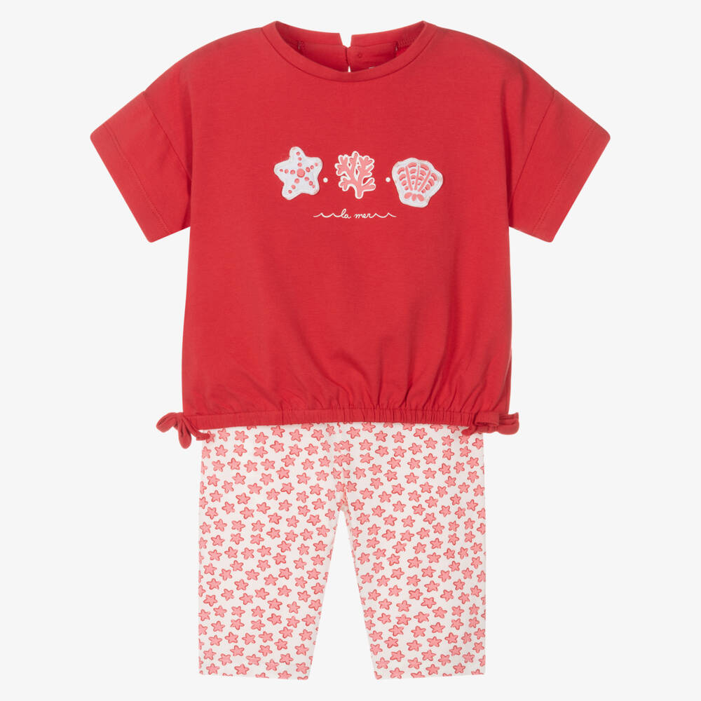Mayoral-Red Seachells Leggings Set | Childrensalon Outlet