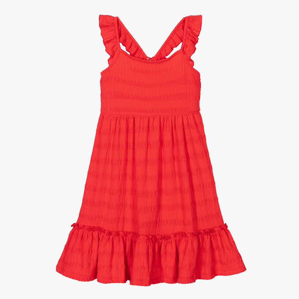 Mayoral - Red Seersucker Jersey Dress | Childrensalon