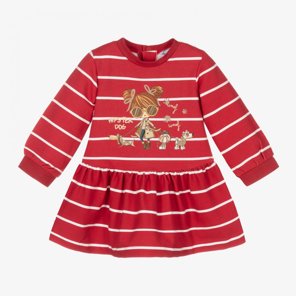 Mayoral - Robe rayée rouge en coton | Childrensalon
