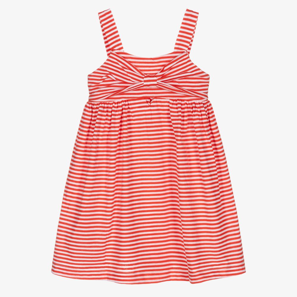 Mayoral - Robe rouge rayée en coton | Childrensalon