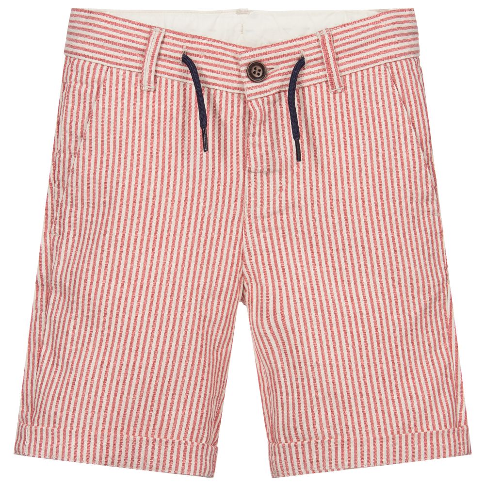 Mayoral - Red Striped Cotton Shorts  | Childrensalon