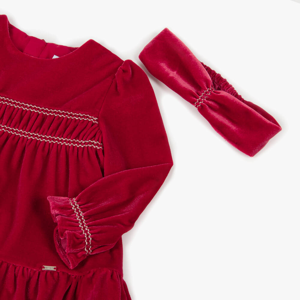 Mayoral-Red Velvet Dress Set | Childrensalon Outlet