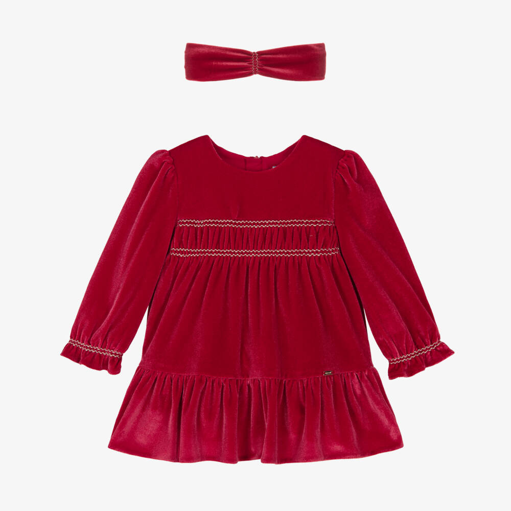 Mayoral-Red Velvet Dress Set | Childrensalon Outlet