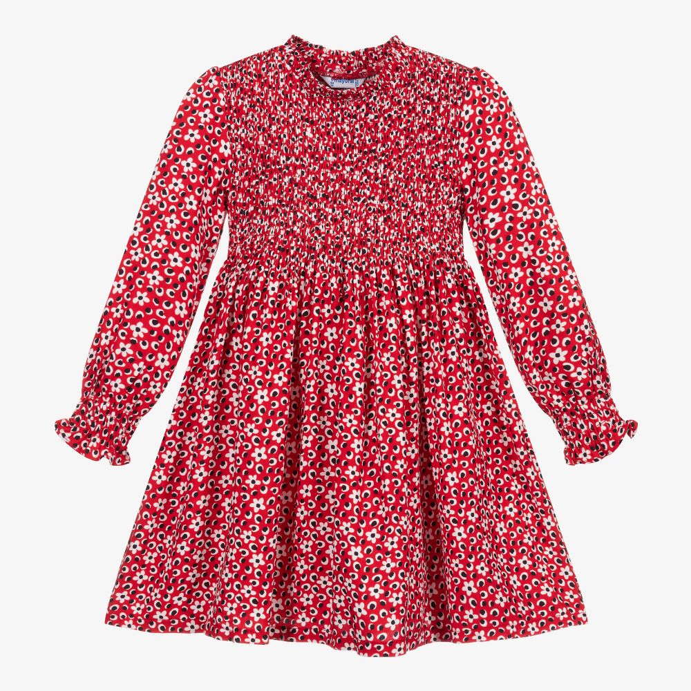 Mayoral - Rotes geblümtes Viskosekleid | Childrensalon