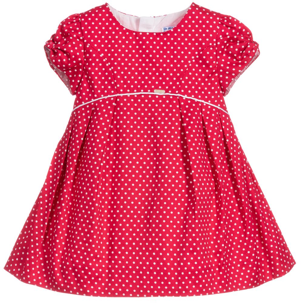 Mayoral - Red & White Cotton Dress | Childrensalon