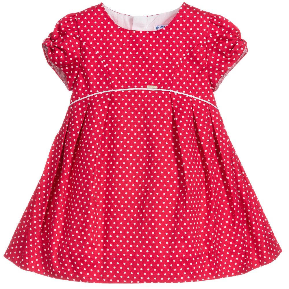 Mayoral-Red & White Cotton Dress | Childrensalon Outlet