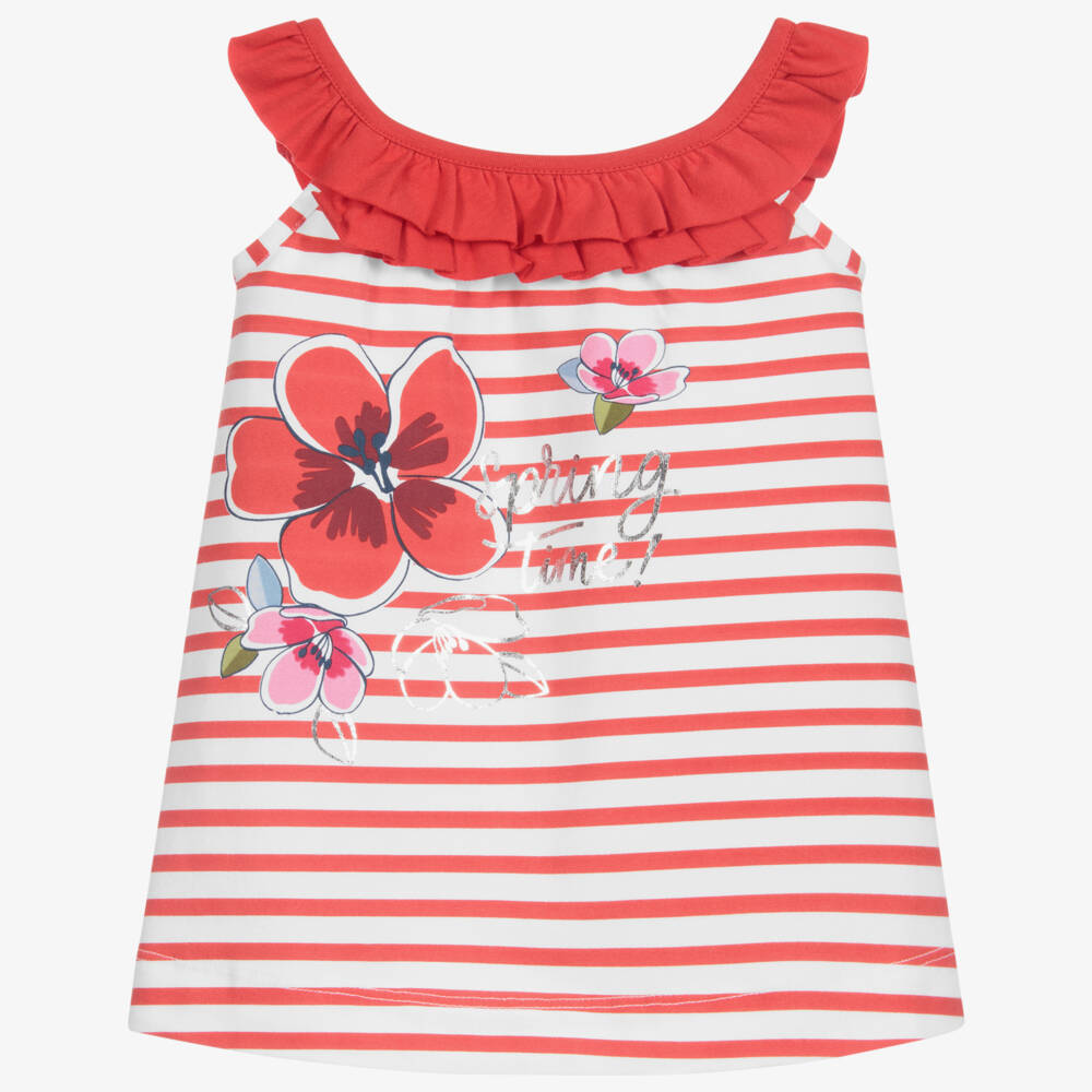 Mayoral-Red & White Floral Dress | Childrensalon Outlet
