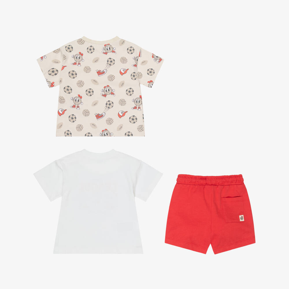 Mayoral-Red & White Football Print Short Set | Childrensalon Outlet