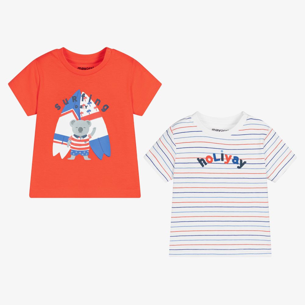Mayoral - Red & White T-Shirts (2 Pack) | Childrensalon