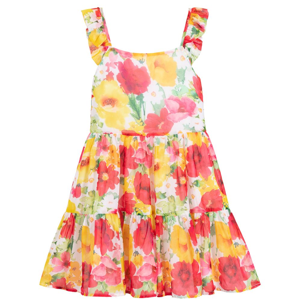 Mayoral - Red & Yellow Chiffon Dress | Childrensalon