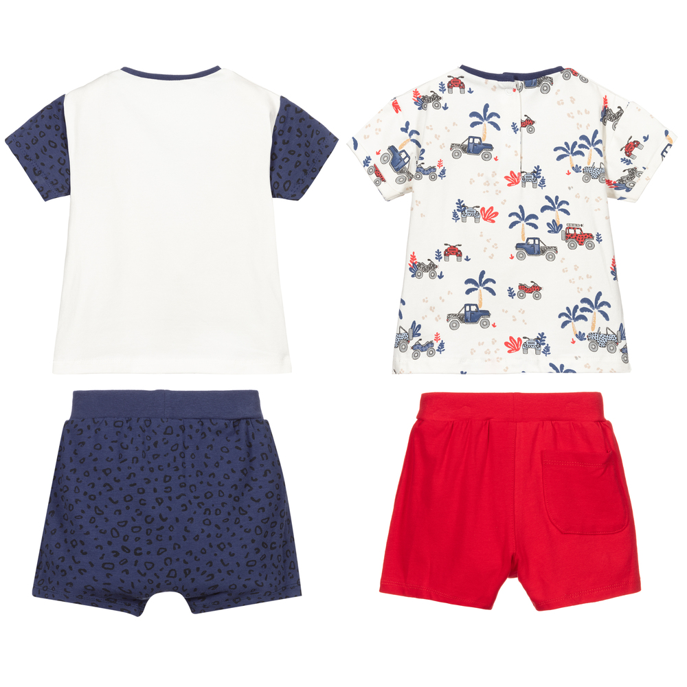 مايورال-شورت وتيشيرت قطن جيرسي لون كحلي وأبيض (عدد 2) | Childrensalon Outlet