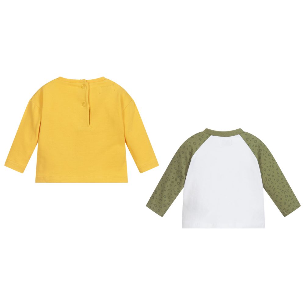 Mayoral Newborn-تيشيرت قطن جيرسي لون أبيض وأصفر للأطفال (عدد 2) | Childrensalon Outlet