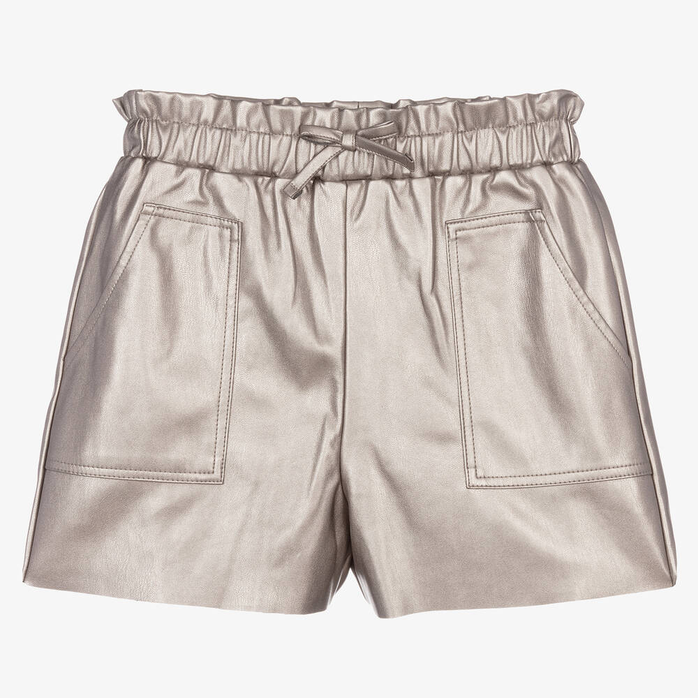 Mayoral - Silver Faux Leather Shorts | Childrensalon