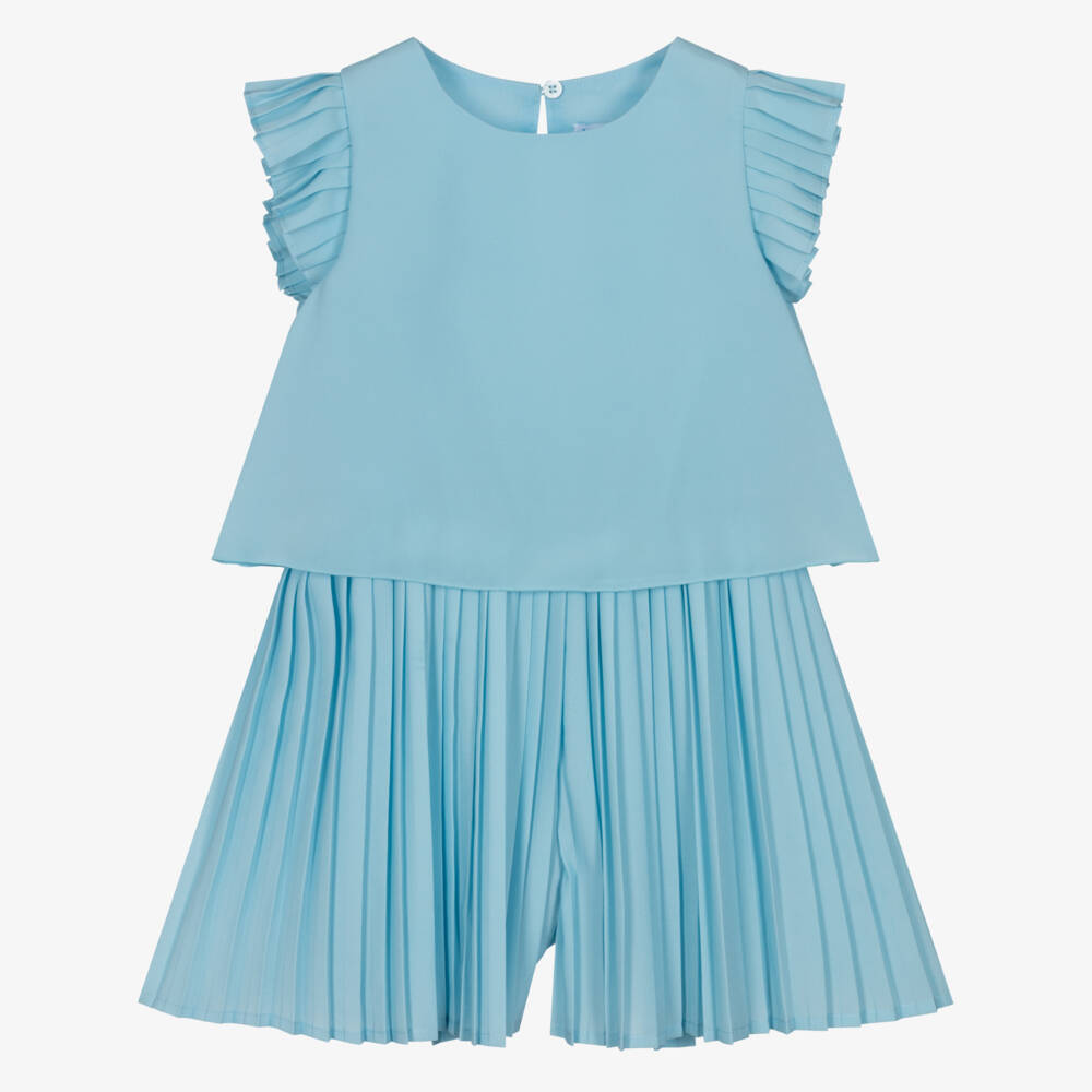 Mayoral-Sky Blue Chiffon Romper Delight | Childrensalon Outlet