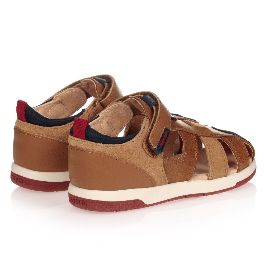 Mayoral-صندل أطفال ولادي جلد لون بني عسلي وكحلي | Childrensalon Outlet
