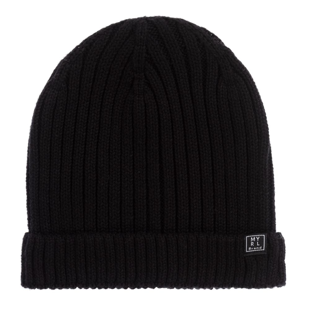 Mayoral - Teen Black Knitted Logo Hat | Childrensalon