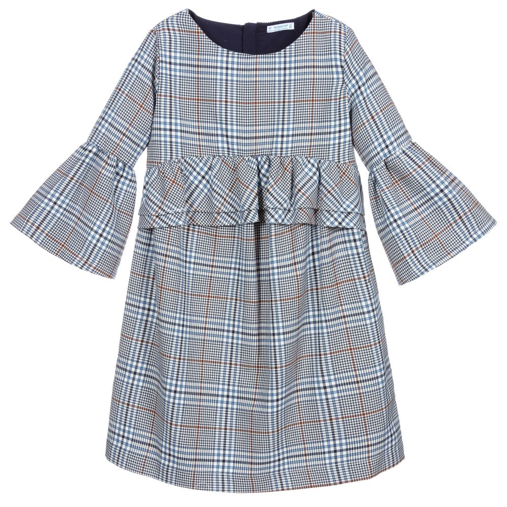 Mayoral - Teen Blue & Beige Check Dress | Childrensalon