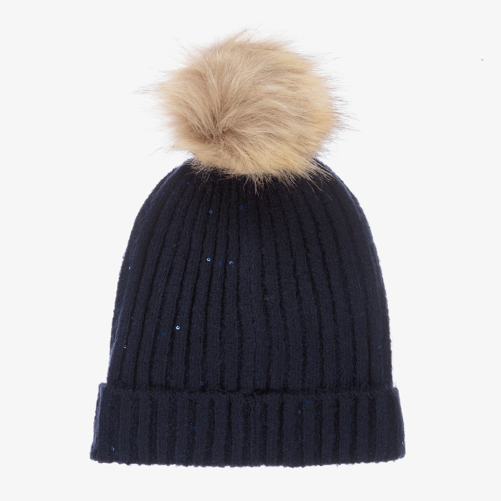 مايورال-قفازات وسكارف وقبعة مزيج أكريليك محبوك لون كحلي للبنات | Childrensalon Outlet