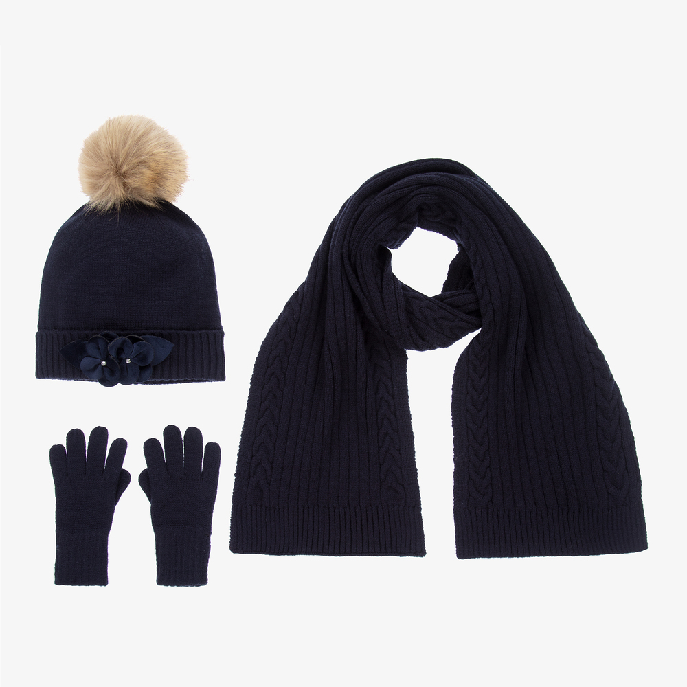 Mayoral - Синие перчатки, шарф с шапкой для девушек | Childrensalon
