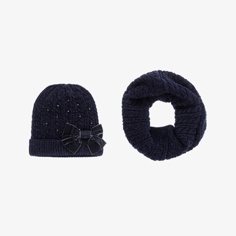Mayoral-Teen Blue Knitted Hat Set  | Childrensalon Outlet