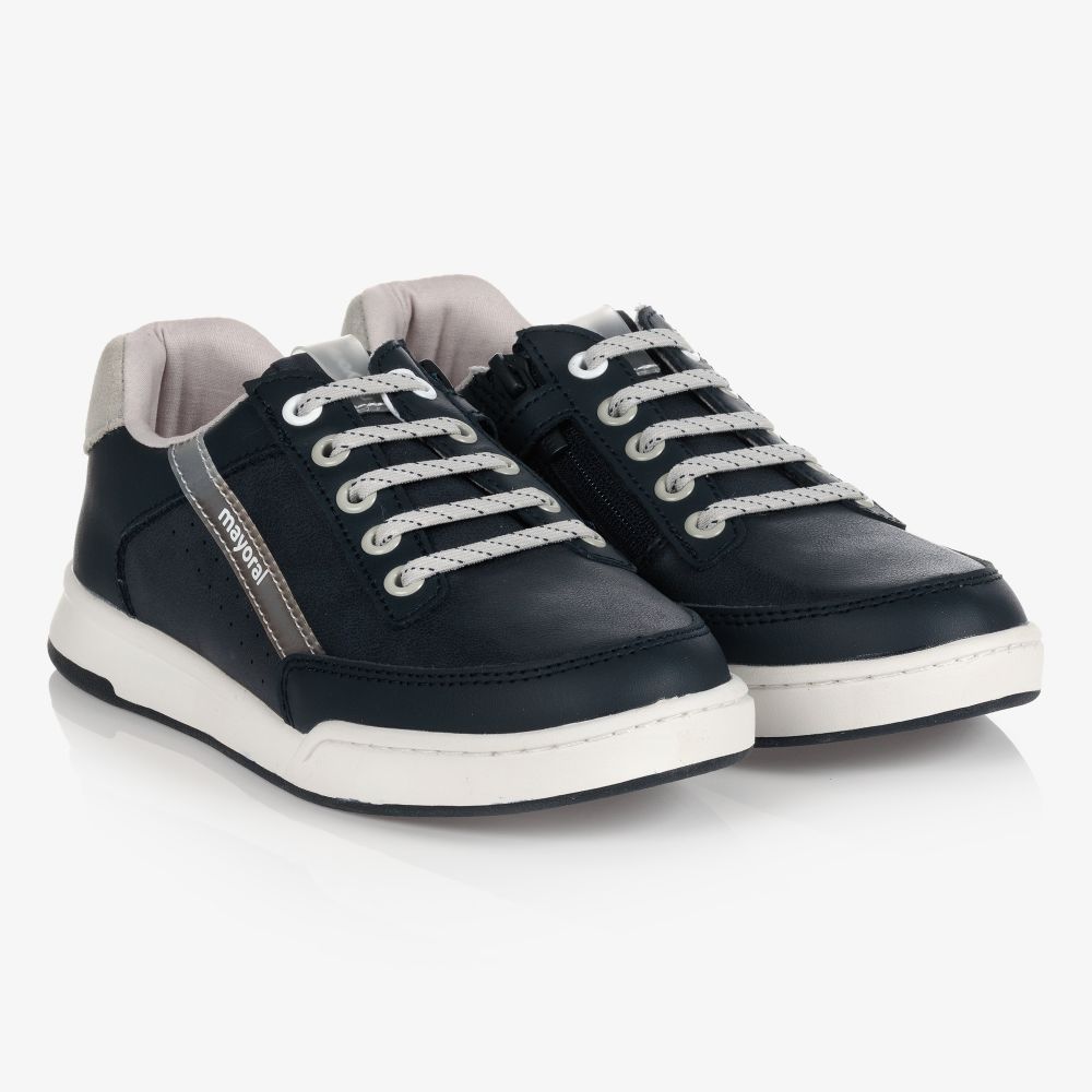 Mayoral - Teen Blue Leather Trainers | Childrensalon