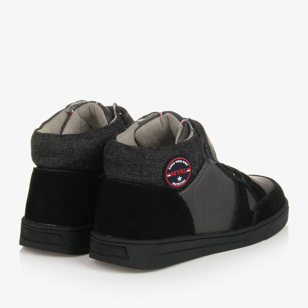 Mayoral-ترينرز بكاحل عالي جلد صناعي أسود تينز ولادي | Childrensalon Outlet