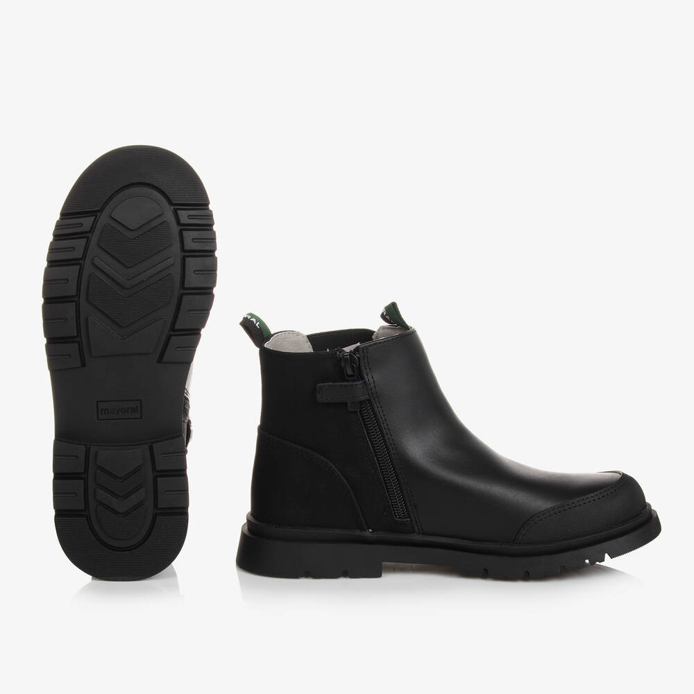 Mayoral-Teen Boys Black Leather Chelsea Boots | Childrensalon Outlet