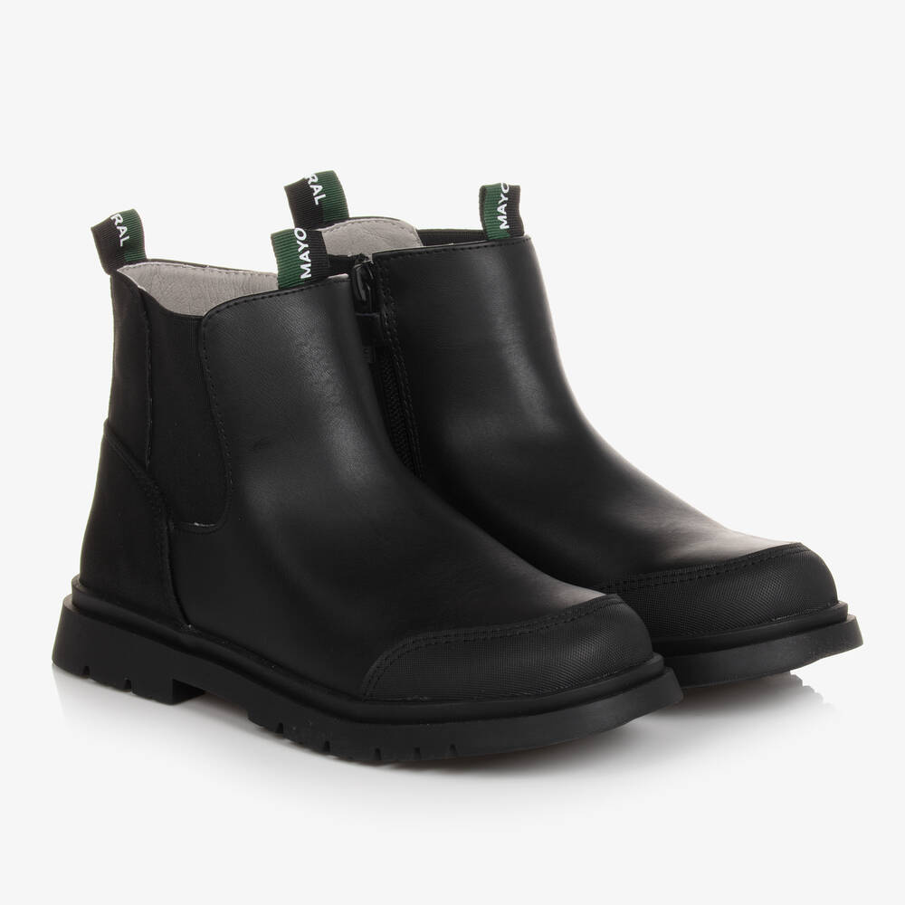 Mayoral - Teen Boys Black Leather Chelsea Boots | Childrensalon