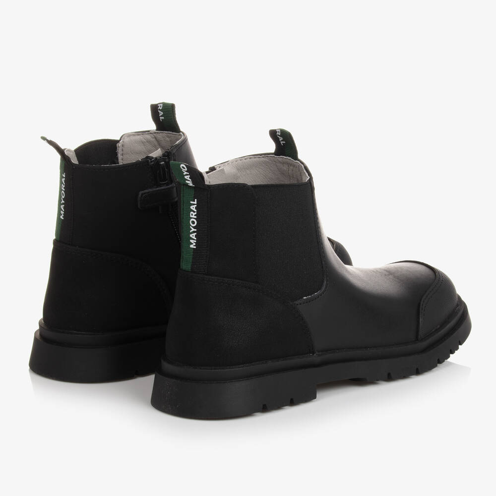 Mayoral-Teen Boys Black Leather Chelsea Boots | Childrensalon Outlet