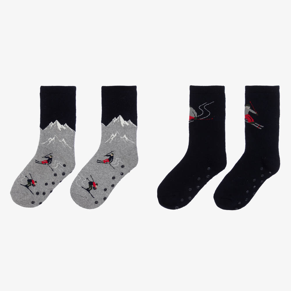 Mayoral-Teen Boys Blue & Grey Socks (2 Pack) | Childrensalon Outlet