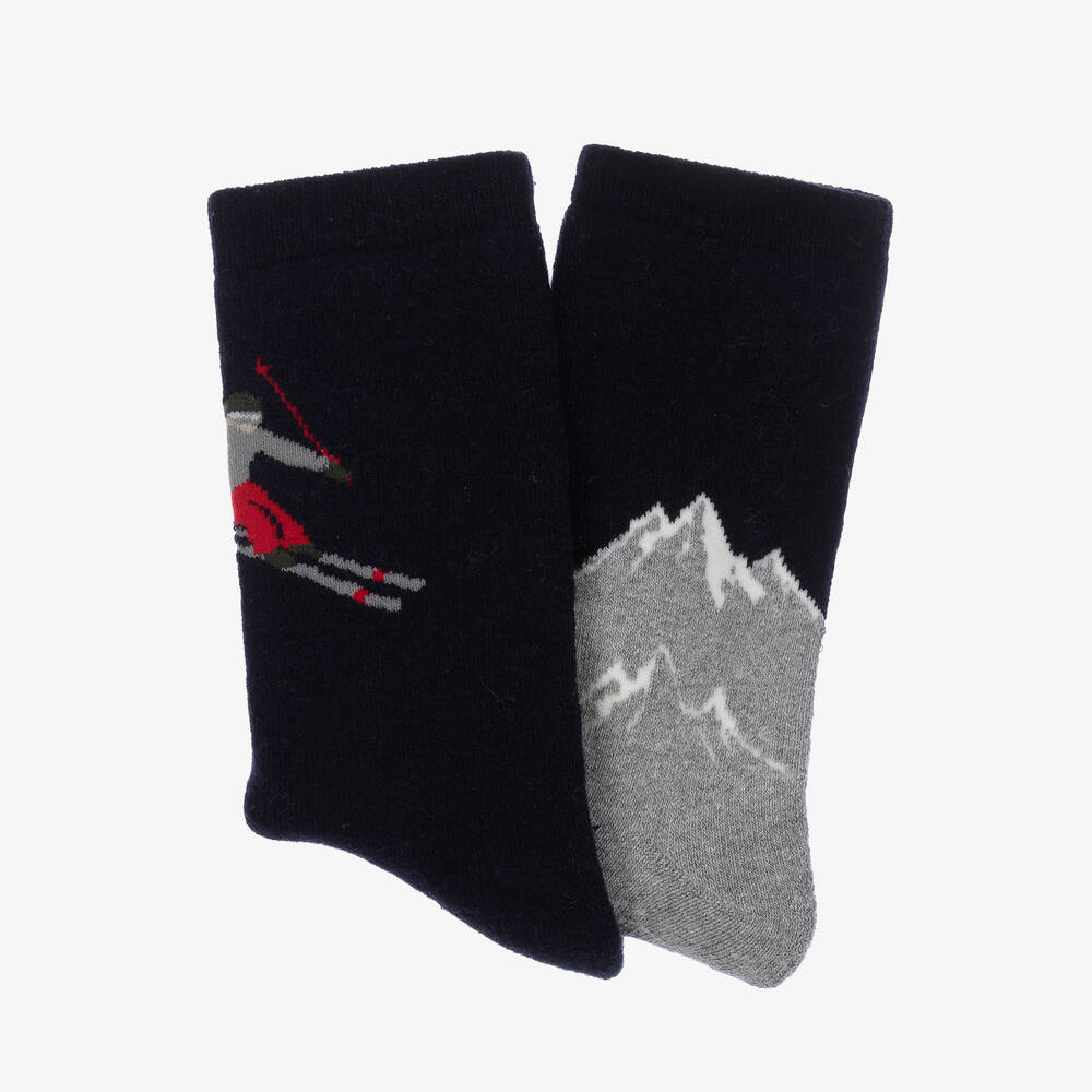 Mayoral-Teen Boys Blue & Grey Socks (2 Pack) | Childrensalon Outlet