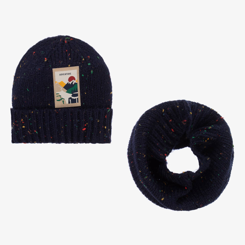 Mayoral-Teen Boys Blue Knitted Hat & Snood Set | Childrensalon Outlet