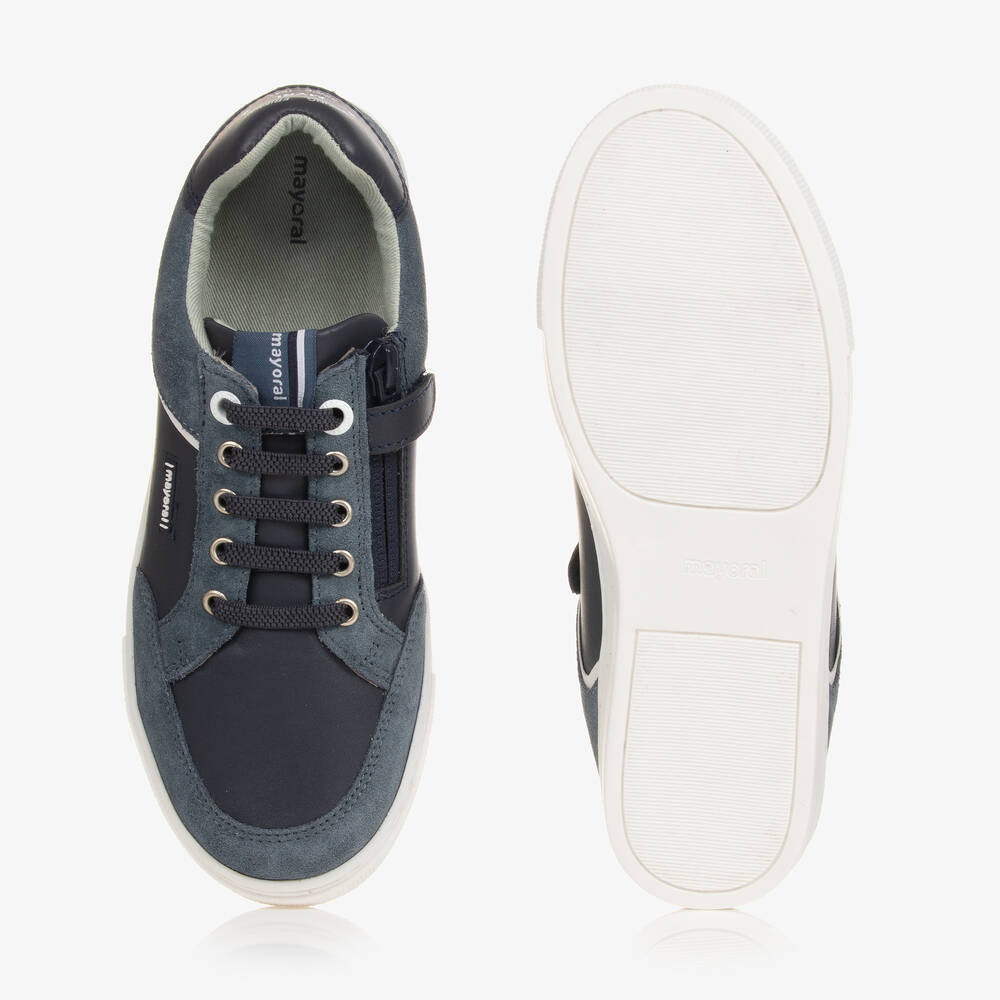 Mayoral-Синие кожаные кроссовки с замшевыми вставками | Childrensalon Outlet