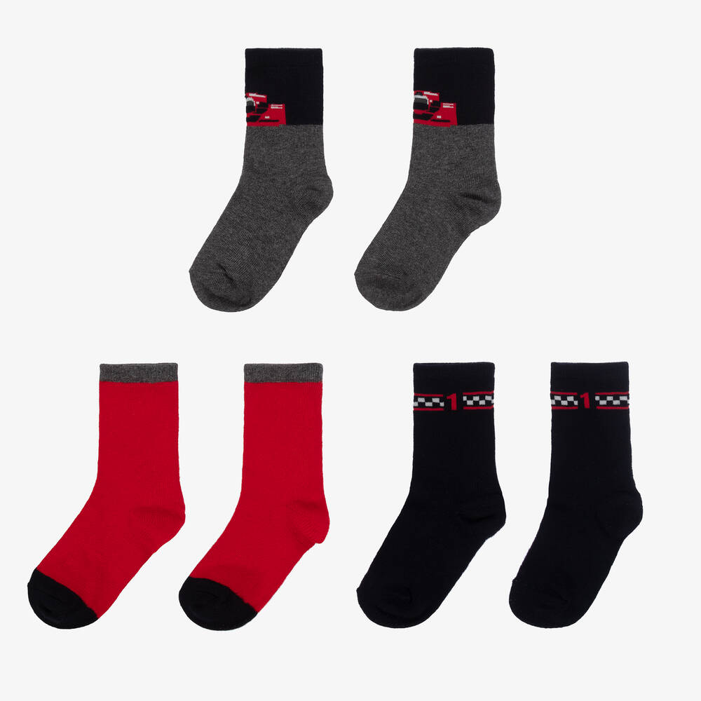 مايورال-جوارب لون كحلي وأحمر تينز ولادي (عدد 3) | Childrensalon Outlet