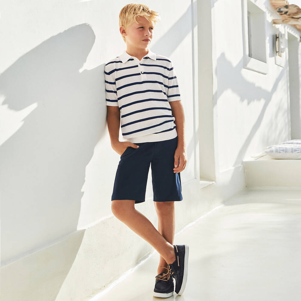 Mayoral Teen Boys Blue Suede Leather Boat Shoes