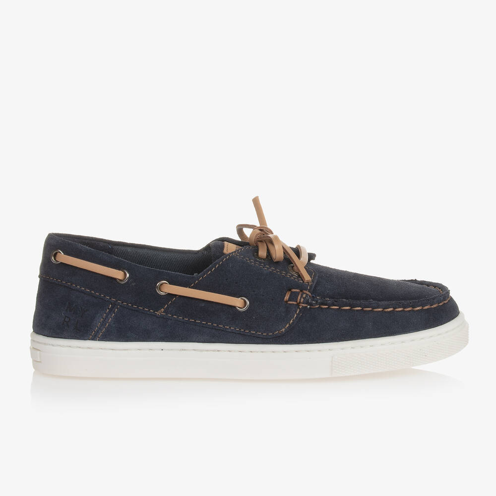 Mayoral-Teen Boys Blue Suede Leather Boat Shoes | Childrensalon Outlet