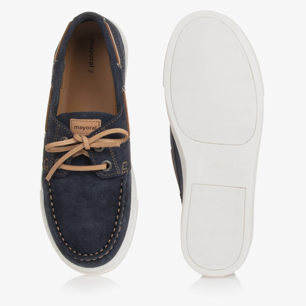 Mayoral-Teen Boys Blue Suede Leather Boat Shoes | Childrensalon Outlet
