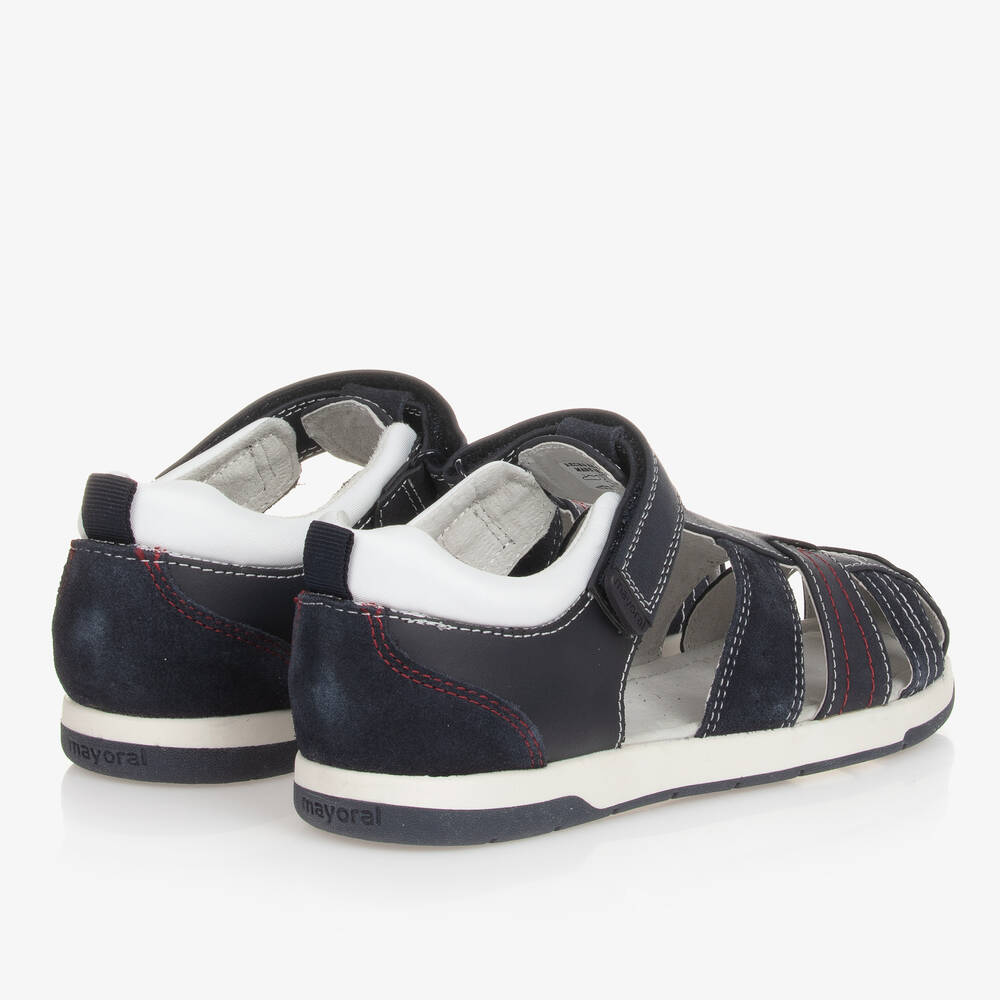 Mayoral-صندل بشريط لاصق جلد لون كحلي للأولاد | Childrensalon Outlet