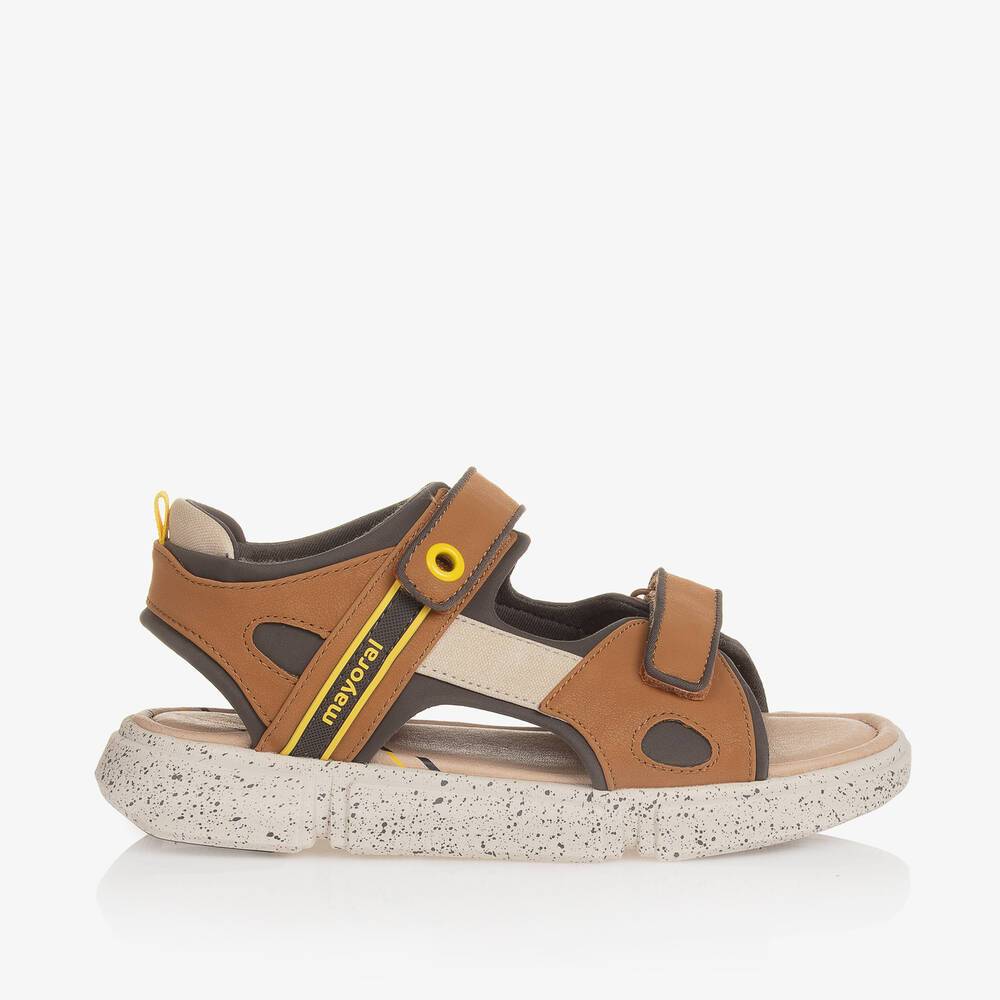 Mayoral-Teen Boys Brown Velcro Sandals | Childrensalon Outlet
