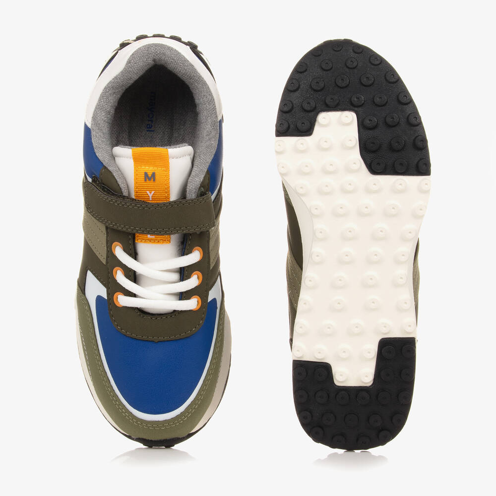 Mayoral-ترينرز جلد صناعي وقماش أخضر وأزرق تينز ولادي | Childrensalon Outlet