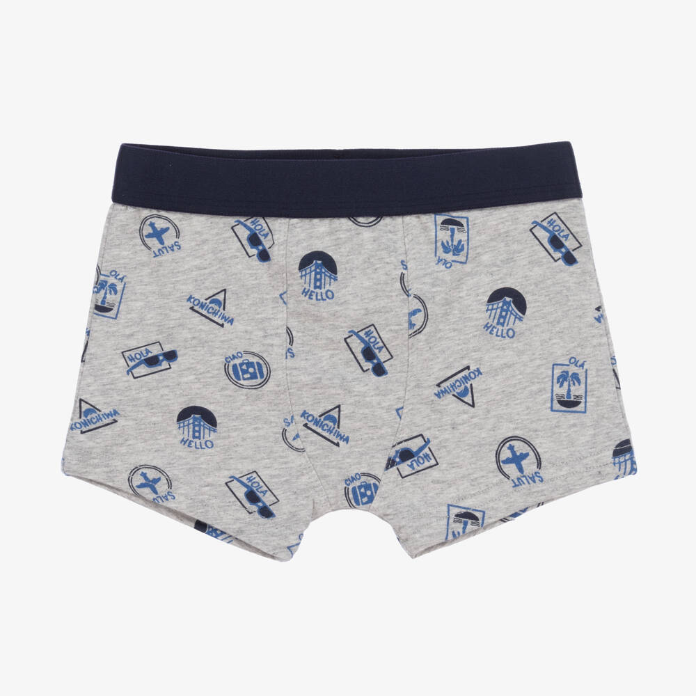 Mayoral-Teen Boys Grey & Blue Boxer Shorts (3 Pack) | Childrensalon Outlet