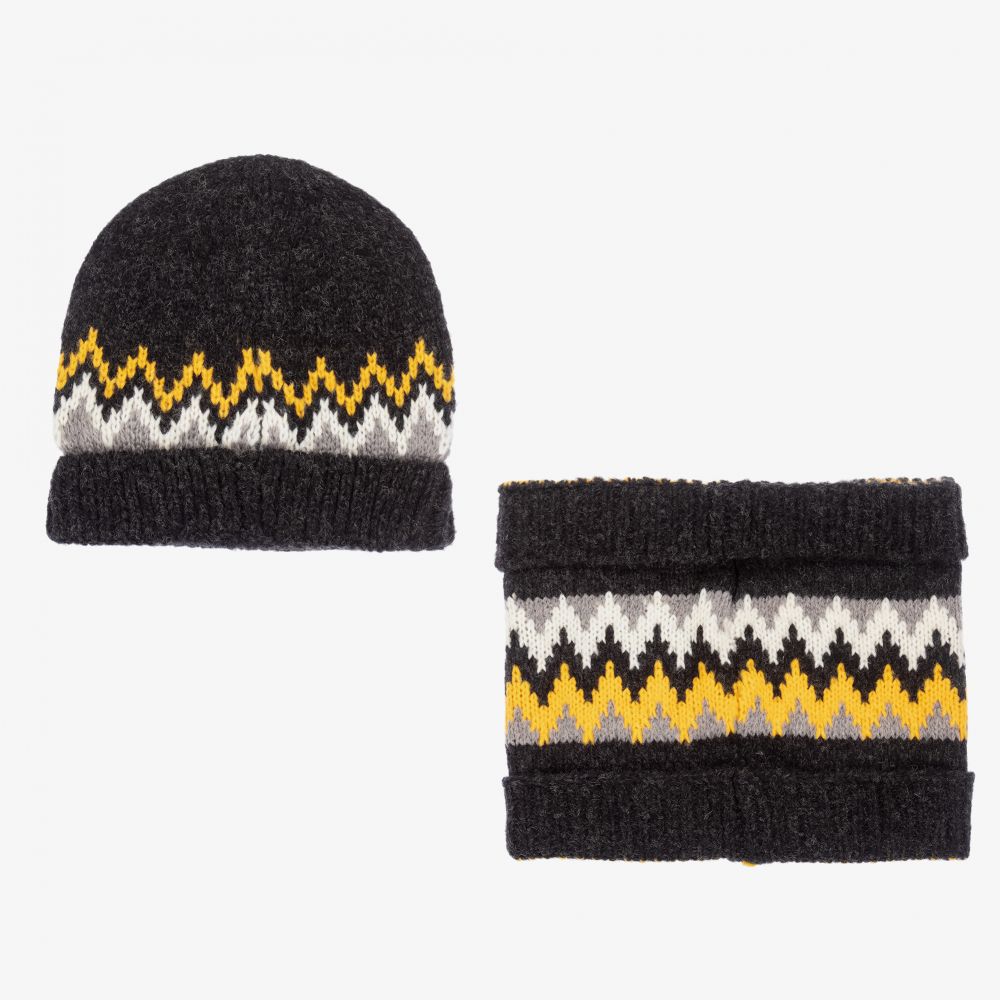 مايورال-طقم قبعة تينز ولادي أكرليك وصوف محبوك لون رمادي داكن | Childrensalon Outlet