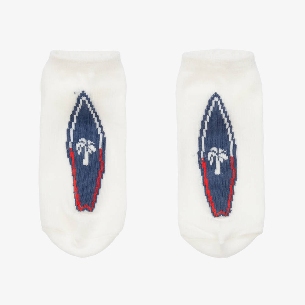 Mayoral-Teen Boys Ivory & Blue Palm Tree Socks (3 Pack) | Childrensalon Outlet