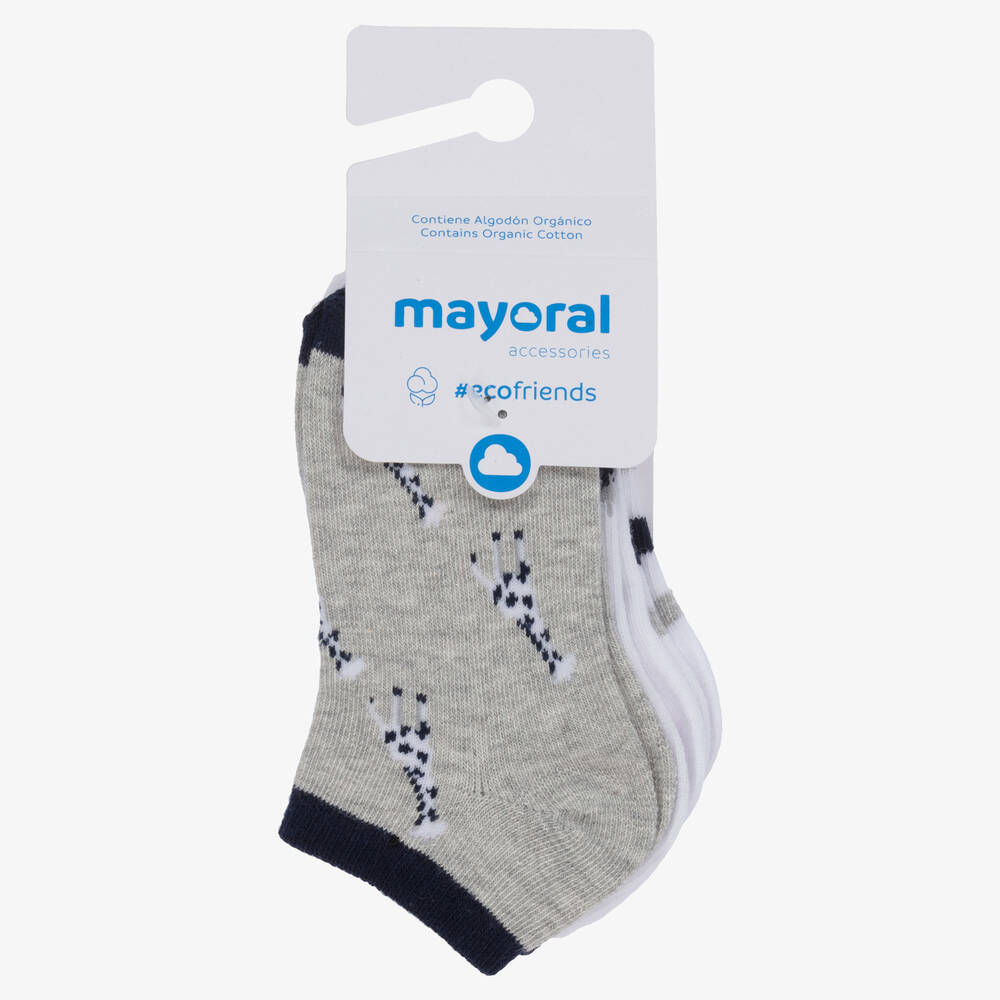Mayoral-Teen Boys White & Grey Socks (3 Pack) | Childrensalon Outlet