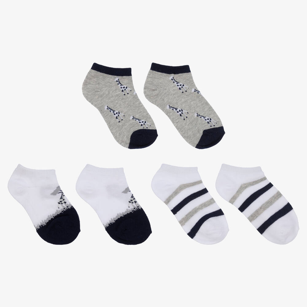 Mayoral-Teen Boys White & Grey Socks (3 Pack) | Childrensalon Outlet