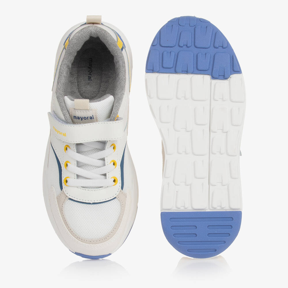 Mayoral-Teen Boys White Leather & Mesh Trainers | Childrensalon Outlet